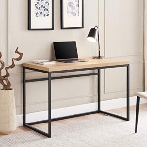 censi natural oak writing computer desk, 47" modern industrial wood and metal home office desk(light natural wood)