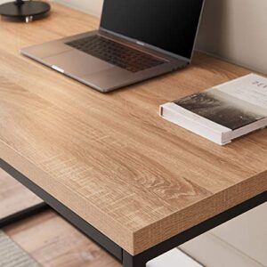 CENSI Natural Oak Writing Computer Desk, 47" Modern Industrial Wood and Metal Home Office Desk(Light Natural Wood)