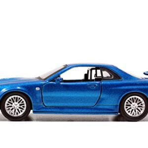 Fast & Furious Brian's Nissan Skyline GT-R R34 Silver & Nissan GT-R R34 Blue 1:32 Die - cast Car, Toys for Kids and Adults