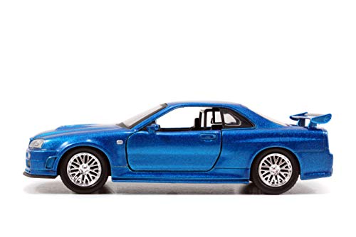 Fast & Furious Brian's Nissan Skyline GT-R R34 Silver & Nissan GT-R R34 Blue 1:32 Die - cast Car, Toys for Kids and Adults