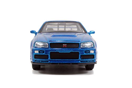 Fast & Furious Brian's Nissan Skyline GT-R R34 Silver & Nissan GT-R R34 Blue 1:32 Die - cast Car, Toys for Kids and Adults