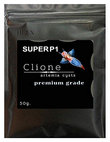 Clione SuperP1 50 g. (Premium Grade) Artemia Cysts Brine Shrimp Eggs Fish Food 95% Plus Hatch Rate in 24-32 Hour, Fresh Stock Tested, for All Tropical Fish Goldfish KOI Baby Fry Fish Guppy Betta Fish