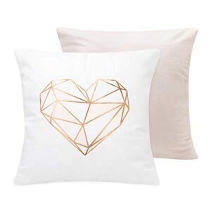 sumgar throw pillow covers pink love rose gold white pillowcase teen girls geometric cushion case for sofa couch bed living room bedroom office set of 2, to mom,18 x 18 inch