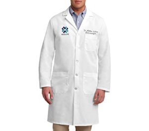 personalized embroidered lab coat for men 41 inch add your name text logo custom medical laboratory coat white