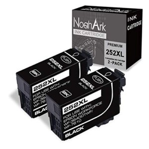 noahark 2 packs 252xl remanufactured ink cartridge replacement for epson t252xl 252 xl for workforce wf-3630 wf-3640 wf-7610 wf-7620 wf-7110 wf-3620 wf-7210 wf-7710 wf-7720 printer (2 packs black)