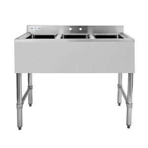 hally 3 compartment sink of stainless steel nsf commercial utility basin with 10" l x 14" w x 10" d bowl for bar, restaurant, kitchen, hotel and home