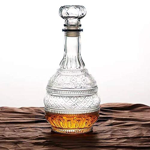 MDLUU Liquor Decanter, Glass Spirits Decanter with Airtight Stopper, Whiskey Vodka Bourbon Decanter Bottle for Gift, Home, Bar, Party Decor, 34oz/1000ml