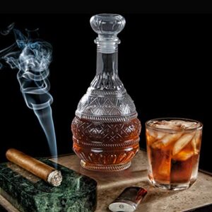 MDLUU Liquor Decanter, Glass Spirits Decanter with Airtight Stopper, Whiskey Vodka Bourbon Decanter Bottle for Gift, Home, Bar, Party Decor, 34oz/1000ml