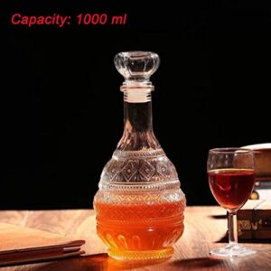 MDLUU Liquor Decanter, Glass Spirits Decanter with Airtight Stopper, Whiskey Vodka Bourbon Decanter Bottle for Gift, Home, Bar, Party Decor, 34oz/1000ml