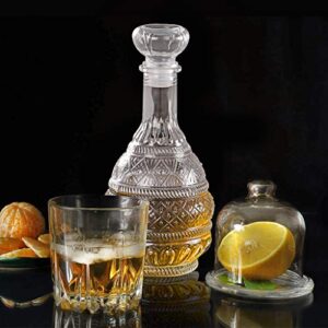 MDLUU Liquor Decanter, Glass Spirits Decanter with Airtight Stopper, Whiskey Vodka Bourbon Decanter Bottle for Gift, Home, Bar, Party Decor, 34oz/1000ml