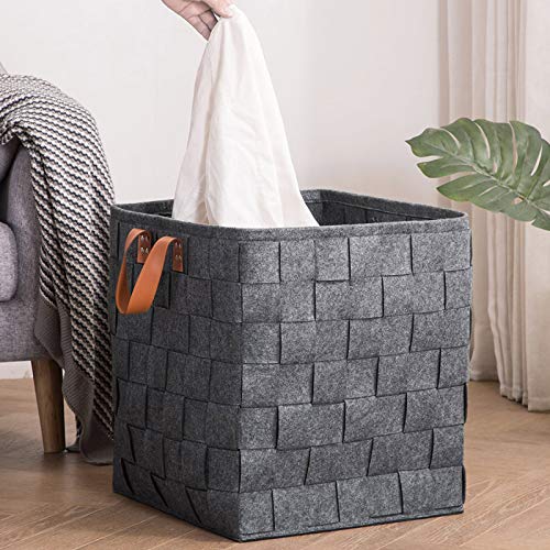 YOUDENOVA Laundry Hamper Felt Extra Large (88.2L) Organizer Storage Blanket Baskets with Handle for Living Room,Laundry Room