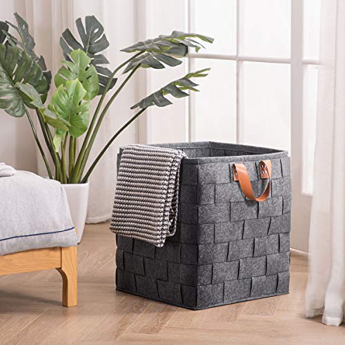 YOUDENOVA Laundry Hamper Felt Extra Large (88.2L) Organizer Storage Blanket Baskets with Handle for Living Room,Laundry Room