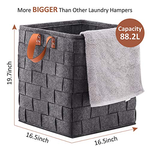 YOUDENOVA Laundry Hamper Felt Extra Large (88.2L) Organizer Storage Blanket Baskets with Handle for Living Room,Laundry Room