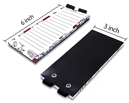 WeLiu Magnetic Notepads with Pen Holder, Magnetic to Do List Notepads, Full Magnetic Back Magnet Memo Pad,5 Pack (6 x 3 Inches)