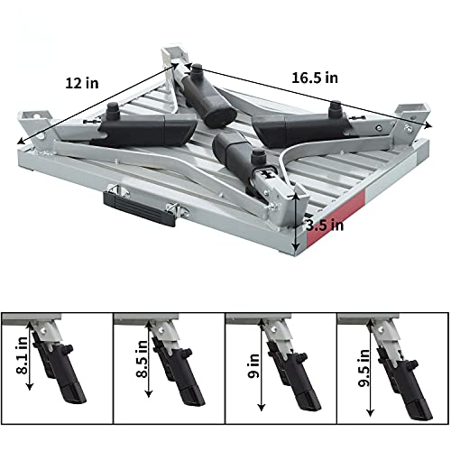 Homeon Wheels RV Steps Adjustable Height Aluminum Folding Platform Step Sheath Non-Slip Rubber Feet, Reflective Stripe, Handle, RV T Level, More Stable Up to 1000 lbs 16.5" x 12.2"