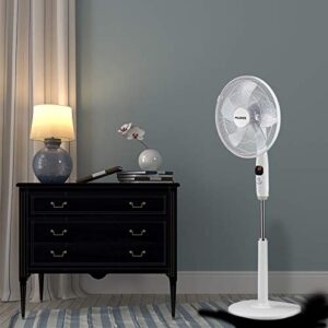 PELONIS 16" Oscillating Pedestal Fan | Standing Adjustable Fan | Ultra Quiet DC Motor | Remote Control | 3 Modes | 12-Hour Timer | High Energy Efficiency | for Bedroom Home Office