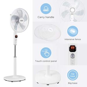 PELONIS 16" Oscillating Pedestal Fan | Standing Adjustable Fan | Ultra Quiet DC Motor | Remote Control | 3 Modes | 12-Hour Timer | High Energy Efficiency | for Bedroom Home Office