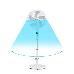 PELONIS 16" Oscillating Pedestal Fan | Standing Adjustable Fan | Ultra Quiet DC Motor | Remote Control | 3 Modes | 12-Hour Timer | High Energy Efficiency | for Bedroom Home Office