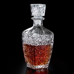 mdluu liquor decanter, glass spirits decanter with airtight stopper, whiskey vodka bourbon decanter bottle for gift, home, bar, party decor, 27oz/800ml (square)