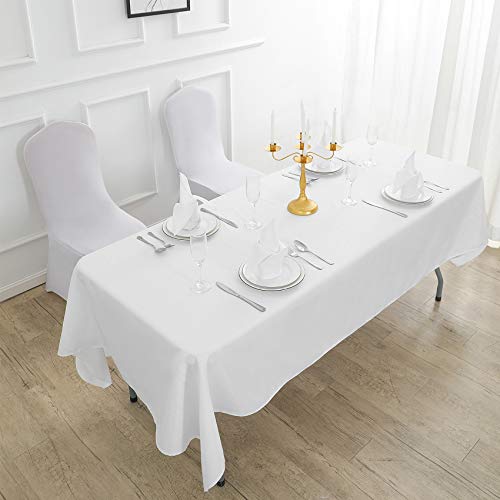 Rectangle Tablecloth 60x120 inch Washable Polyester Fabric Table Cloth for Wedding Party Dining Banquet Decoration（60x120, White）