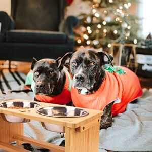 HTB Elevated Dog Bowls,Raised Dog Bowl Stand with 2 Stainless Steel Bowls,Elevated Raised Dog Bowls for Large Medium Small Sized Dogs