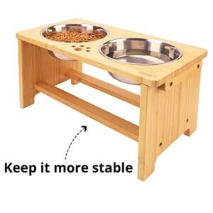 HTB Elevated Dog Bowls,Raised Dog Bowl Stand with 2 Stainless Steel Bowls,Elevated Raised Dog Bowls for Large Medium Small Sized Dogs