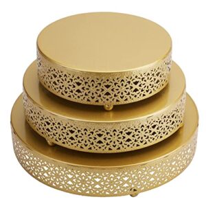 hedume 3-piece cake stand set, round metal cake stands, dessert cupcake pastry candy display plate for wedding, event, birthday party