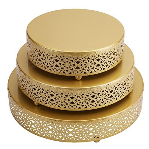 Hedume 3-Piece Cake Stand Set, Round Metal Cake Stands, Dessert Cupcake Pastry Candy Display Plate for Wedding, Event, Birthday Party