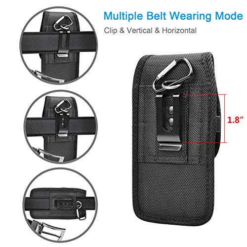 Tiflook Phone Holster for Motorola Moto G Power 2022 G Stylus 5G G Pure G Play G Fast G7 Power G7 Play G7 Plus G6 E 2020 E6 Z4 Z3 Nylon Cell Phone Pouch Belt Holder Carrying Case with Clip Loop, Black