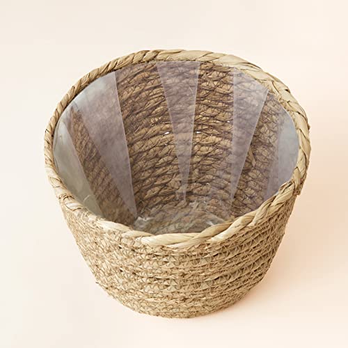 LA JOLIE MUSE Natural Seagrass Large Planter, Plant Pots Cover, Indoor Planters Flower Pots, 13.5+12+9 inch Pack 3