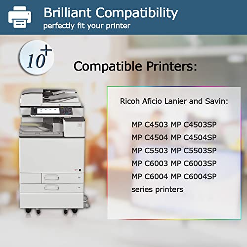 Leize Compatible C6003 Toner Cartridge Replacement for Ricoh MP C6003 MP C4503 MP C5503 MP C6004 Printer for 841849 841851 841852 841850 Ink Black 33,000 & Color 22,500 Pages [KCMY-4PACK]