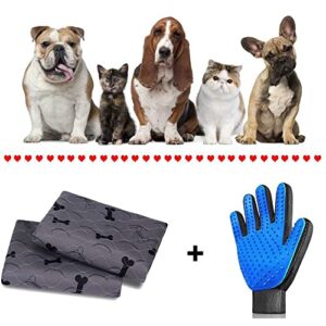 Washable Dog Pee Pads with Free Grooming Gloves,Non Slip Dog Mats with Great Urine Absorption,Reusable Puppy Pee Pads for Whelping,Potty,Training,Playpen