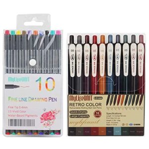 mylifeunit 10 color pens and gel pens 10 vintage color ink bundle