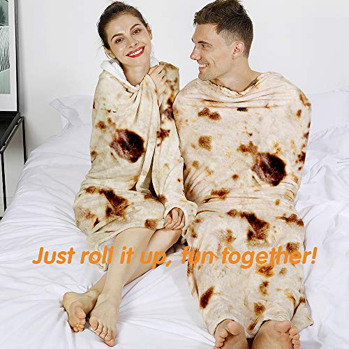 Admitrack Tortilla Wrap Blanket,Burritos Round Wrap Blanket,Tortilla Throw Blanket,Funny Realistic Food Round Blanket,Novelty Burritos Throw Blanket for Adults&Kids