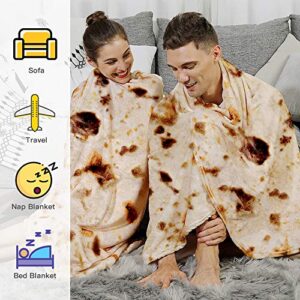 Admitrack Tortilla Wrap Blanket,Burritos Round Wrap Blanket,Tortilla Throw Blanket,Funny Realistic Food Round Blanket,Novelty Burritos Throw Blanket for Adults&Kids