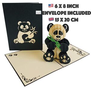 Panda Pop Up Card by DEVINE Popup Cards | Pop Up Birthday Cards for Women Mom Wife | Funny 3D Pop Up Greeting Cards | Love Mother Kids Son Daughter