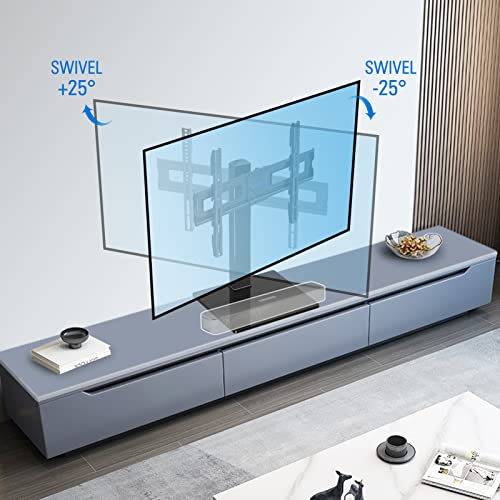 MOUNTUP Universal TV Stand, Table Top TV Stands for 37 to 65, 70 Inch Flat Screen TVs - Height Adjustable, Tilt, Swivel TV Mount with Tempered Glass Base Holds up to 88 lbs, Max VESA 600x400mm MU0031