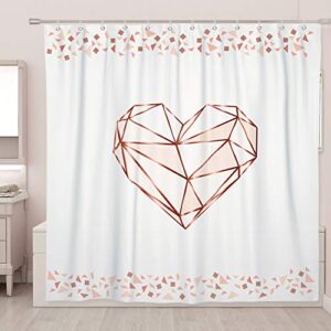 sumgar mothers day shower curtain pink love rose gold shower curtains for bathroom, cute elegant girl bath stall decoration geometric shower curtains set with hooks, 72 x 72 inch