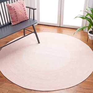 safavieh cape cod collection 3' round pink cap242u handmade braided cotton area rug