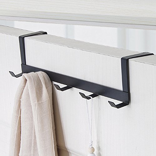 Chaotai Over The Door Hanging Rack 5 Hooks for Towel Hat Hanger Rack Strong Home Accessories Living om Durable Organizer Holder Iron Hanging(Black)