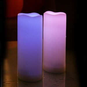 Color Changing Outdoor Flameless Pillar Candles Remote Waterproof Battery Operated Electric LED Candle Set for Gift Home Party Wedding Supplies Garden Halloween Christmas Decoration, 2 Pack, 3” x 8”