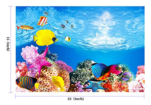 Amalong New seafloor, Marine Fish Background Aquarium Background Decoration 25 x 15 (inches)