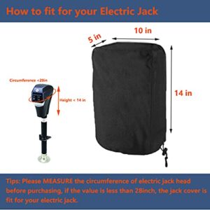 Electric Tongue Jack Cover, Heavy Duty 300D Oxford Fabric Waterproof Tongue Cover for RV/Camper/Travel Trailer/Plug Protector，Universal Electric Power Tongue Jack Cover(10''Lx5''Wx14 H)