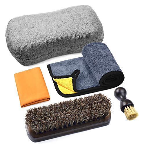 Leather Cleaning and Care Tool Kit, Used with Leather Seat Cleaner and Conditioner for Vinyl and Leather Auto Interior, Seats, Furniture, Apparel and Bags, Car Seat Cleaning Brushes, 5PCS Set