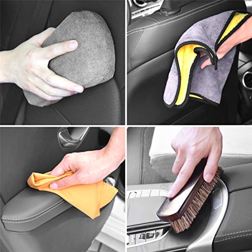 Leather Cleaning and Care Tool Kit, Used with Leather Seat Cleaner and Conditioner for Vinyl and Leather Auto Interior, Seats, Furniture, Apparel and Bags, Car Seat Cleaning Brushes, 5PCS Set