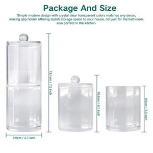 Bershaker Bathroom Organizer Canisters,Apothecary Jars Set,Holder with Lids,Cotton Pad Container,Plastic Acrylic Clear Vanity Dispenser for Cotton Ball,Cotton Swab,Cotton Rounds,Bath Salts,3 Pack