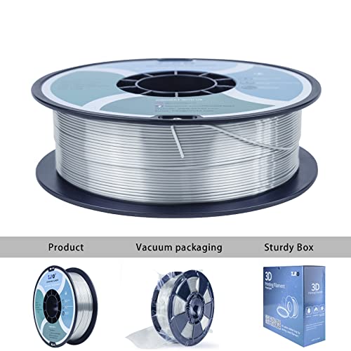 ZIRO Silk PLA Filament 1.75mm,3D Printer Filament PLA Silky Series 1.75mm 1KG(2.2lbs),Silver