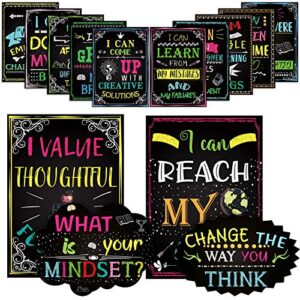 14 motivational posters for classroom what is your mindset bulletin board decoration, inspirational sign positive quote wall art i can for office teachers students school classroom decorations