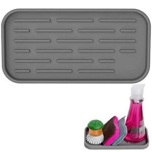 etsamor silicone organizer tray gray non slip heat resistant multi-use sink organizer sponge brush soap dispenser srubber toothbrush and other accessories organizer