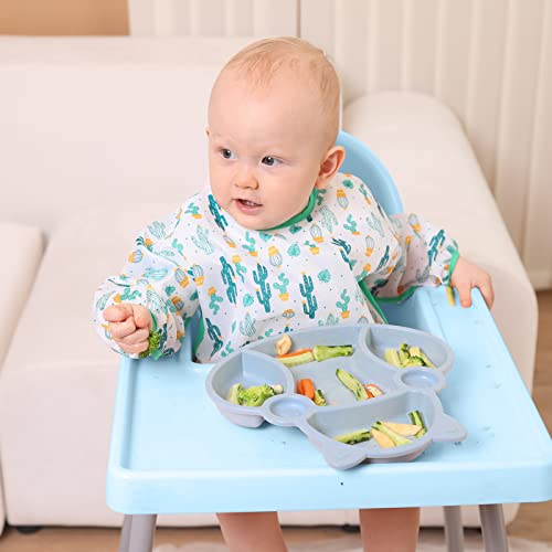 Lictin Baby Bibs for Boy or Girl,Long Sleeve Bib,Waterproof Toddler Bibs,0-24 Months Neutral Baby Smock for Eating,Reusable Infant Baby Bibs for Feeding Teething or Weaning 5 Pcs